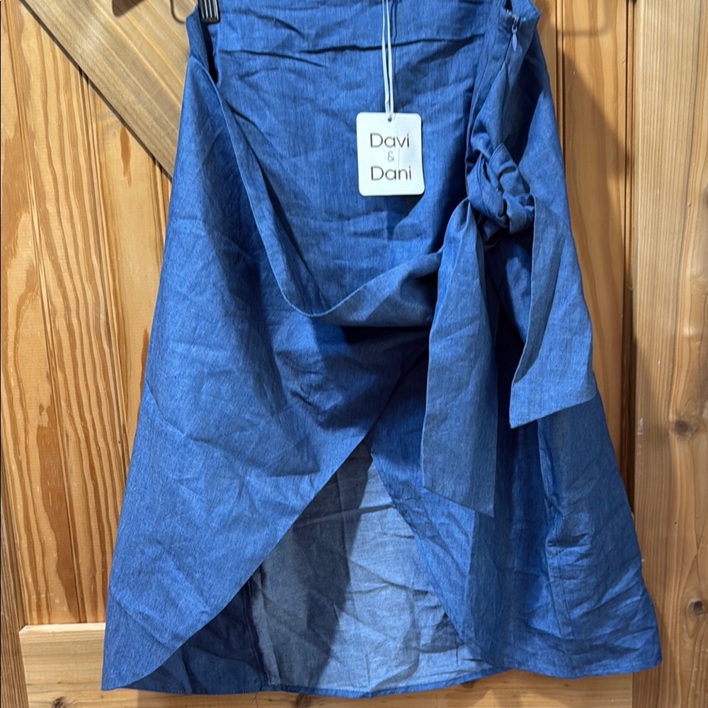 DAVI & DANI Blue Wrap Midi Skirt